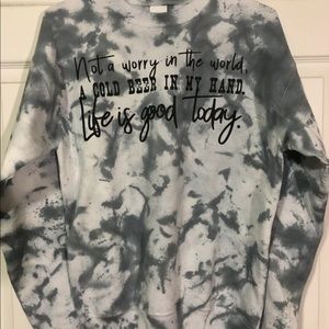 NEW Womens Small Life Is Good Today Dyed Sweatshirt unisex.
